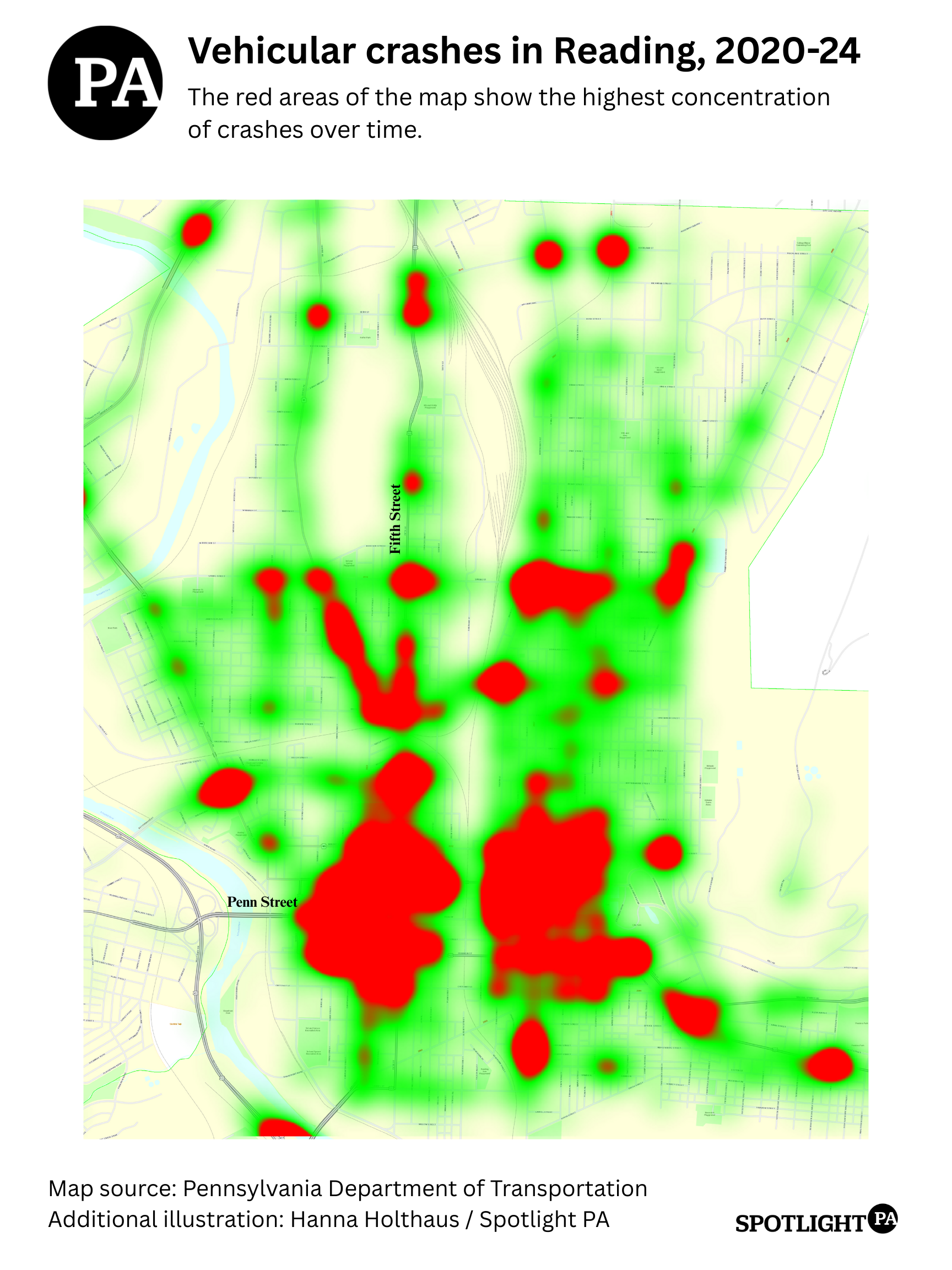 Heat map of Reading crashes over time