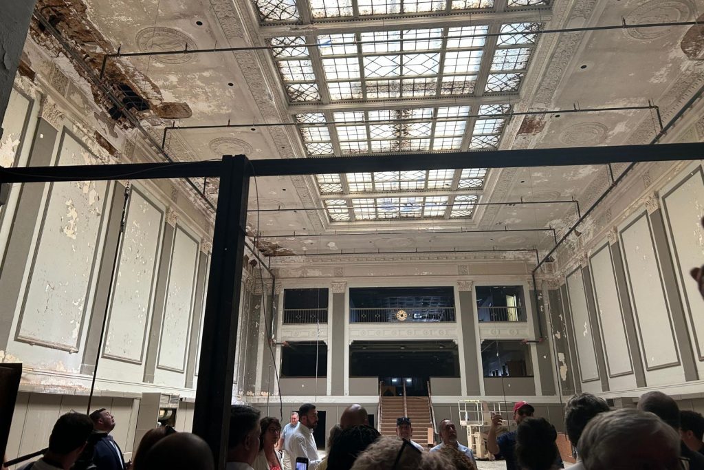 Mayor Eddie Morán speaks alongside state Rep. Manny Guzman (D., Berks) inside the Reading Trust Company building on Penn Street on July 29, 2025.