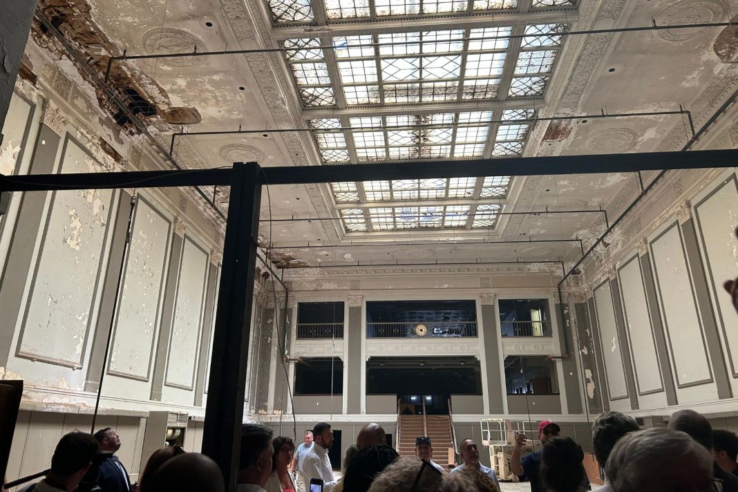 Mayor Eddie Morán speaks alongside state Rep. Manny Guzman (D., Berks) inside the Reading Trust Company building on Penn Street on July 29, 2025.