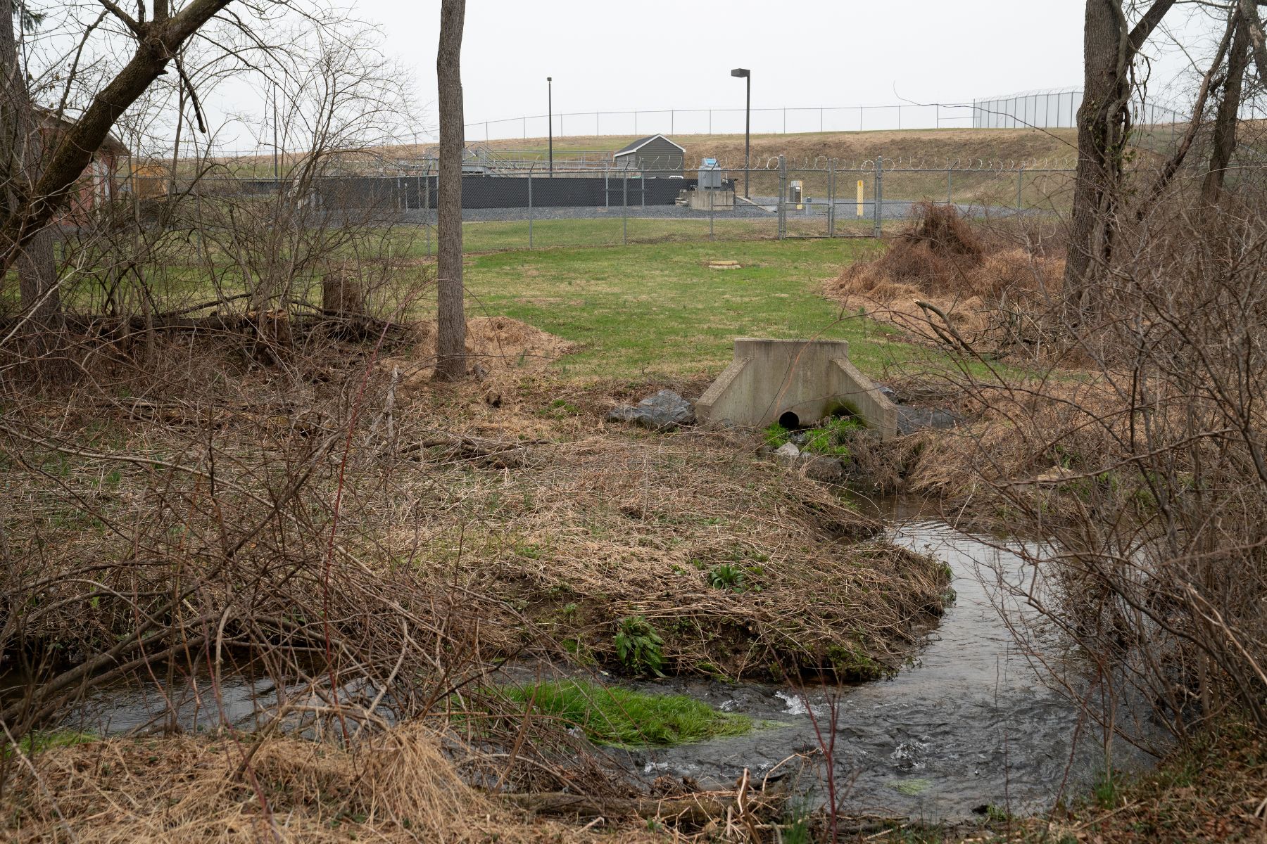 Wolf Creek runs behind the Upper Bern Township wastewater treatment plant.