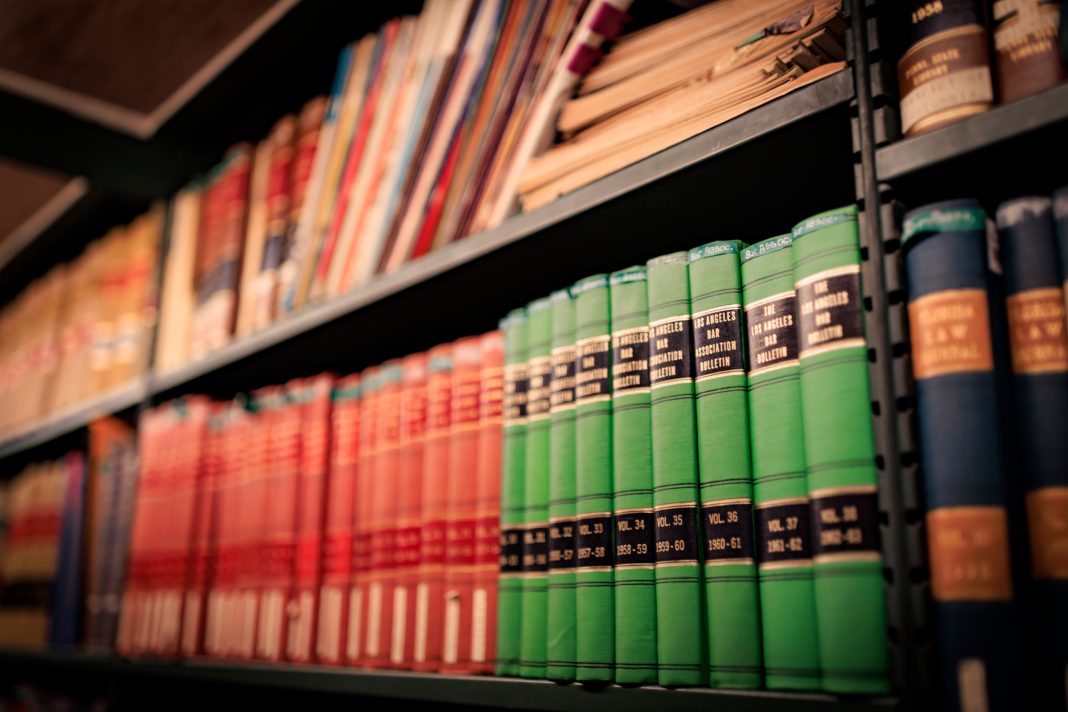 Library books arranged on a shelf