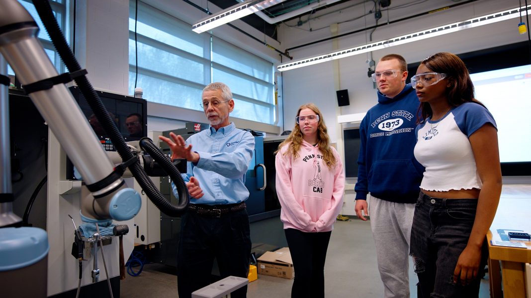 Penn State Berks students are learning about equipment used in the Manufacturing Innovation and Learning Lab.