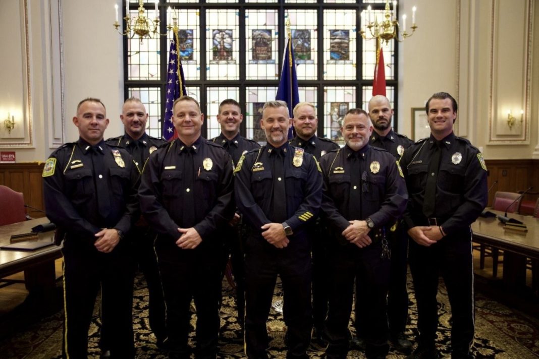 Back row from left to right: Sgt. Kyle Kunkle, Sgt. Ryan Crampsie, Sgt. Macklin Stoddard, Sgt. Peter Clauss. Front row from left to right: Lt. Stephen Butler, Lt. Bradley McClure, Capt. Melville Fegely, Lt. William Pletcher, C.I. Drew Zebertavage.